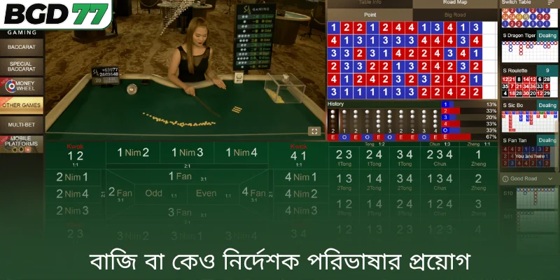 বাজি বা কেও নির্দেশক পরিভাষার প্রয়োগ